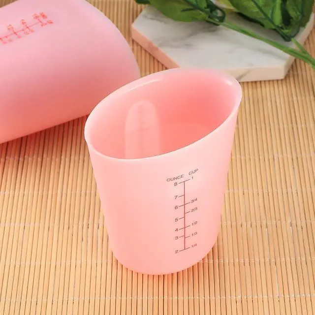 Alt view image 6 of 7 - 2 Pcs 250 ml/500 ml Silicone Measuring Cups, Silicone Reusable Mixing Pouring Measure Cups, Melt Stir Squeeze & Pour Measuring Cups for Epoxy Resin Casting Moulds Cups (Pink)