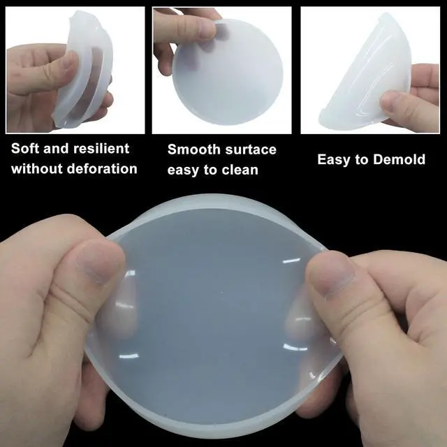 Alt view image 3 of 5 - 6 Pcs Round Coaster Silica Gel Molds with 1Pcs Mixing Cup | For DIY Resin Coasters, Bowl Mats, Home Decoration, Candle Holders