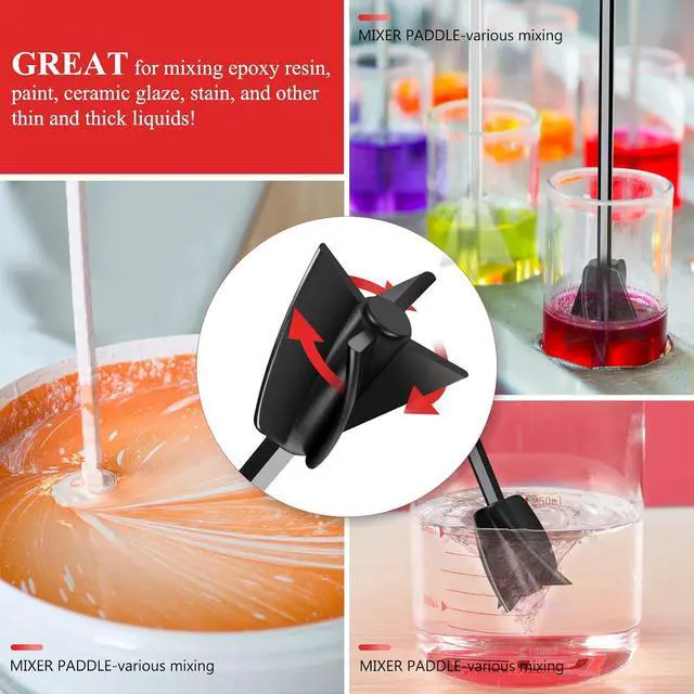 Alt view image 4 of 7 - 4 Pcs Resin Mixer Paddles for Resin Drill, Epoxy Mixer Attachment for Drill, Paint Mixer/Paint Stirrer for Mixing Resin, Epoxy, Silicone Molds
