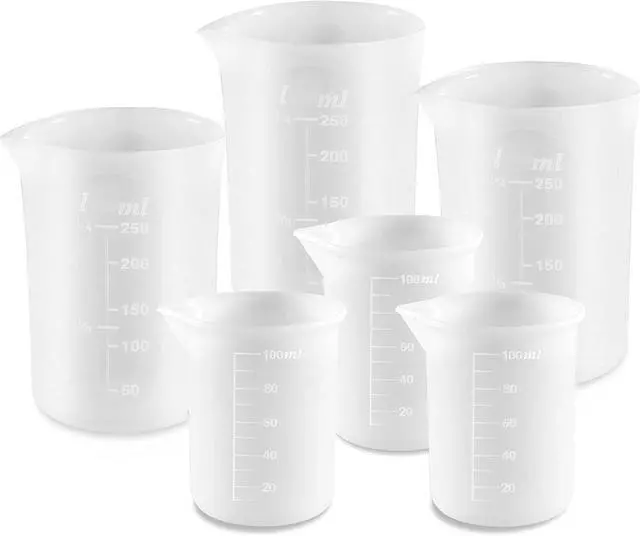 Main image of 100ml 250ml Silicone Measuring Cups for Resin Non-Stick Mixing Cups Glue Tools, Precise Scale for for Resin DIY Craft Jewelry Making, 6 PCS