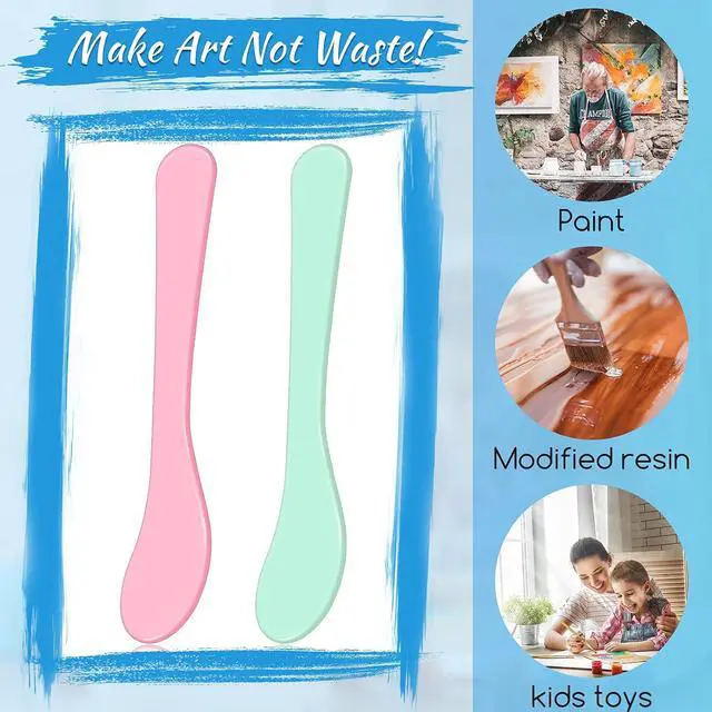 Alt view image 3 of 7 - 24 Pcs Plastic Paint Stir Sticks Pink and Green Reusable Mixing Sticks Facial Mask Cosmetic Spatula, 6 Inch DIY Crafts Tools for Mixing Resin, Liquid, Epoxy, Crafts