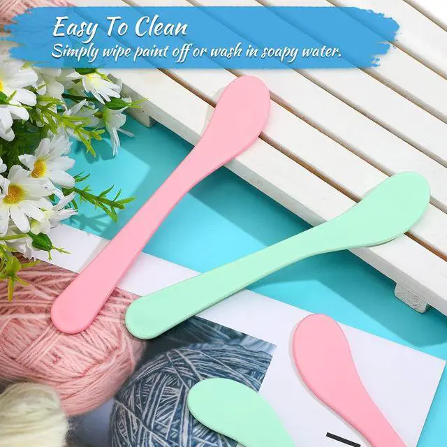 Alt view image 5 of 7 - 24 Pcs Plastic Paint Stir Sticks Pink and Green Reusable Mixing Sticks Facial Mask Cosmetic Spatula, 6 Inch DIY Crafts Tools for Mixing Resin, Liquid, Epoxy, Crafts
