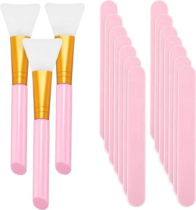Main image of 15 Pieces Reusable Stir Sticks Sets Include 12 Pieces Resin Stirring Makeup Sticks and 3 Pieces Silicone Epoxy Brushes for Mixing Resin Epoxy Liquid Facial Cover Paint Making DIY(Pink)