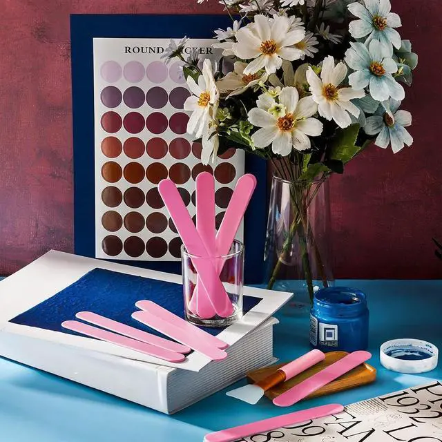 Alt view image 7 of 7 - 15 Pieces Reusable Stir Sticks Sets Include 12 Pieces Resin Stirring Makeup Sticks and 3 Pieces Silicone Epoxy Brushes for Mixing Resin Epoxy Liquid Facial Cover Paint Making DIY(Pink)