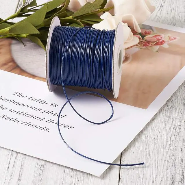 Alt view image 5 of 6 - 85 Yards Waxed Jewelry Beading String 1mm Korean Polyester Waxed Cord Threads Knotting Braiding Crafting Cord Ropes Wire for DIY Bracelet Macrame Necklace Jewelry Making (Prussian Blue)