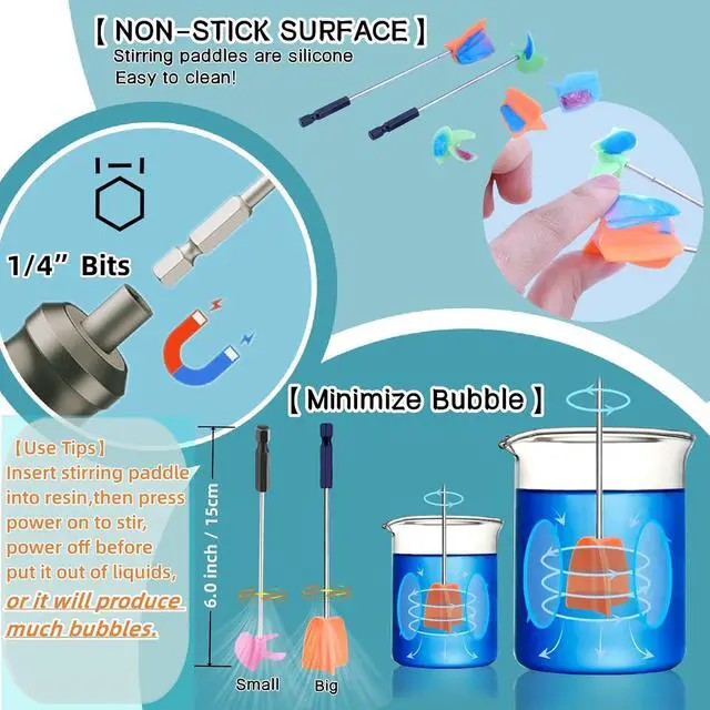 Alt view image 3 of 7 - Electric Epoxy Resin Mixer Handheld for Minimizing Bubbles, Resin Stirrer, Silicone Mixing