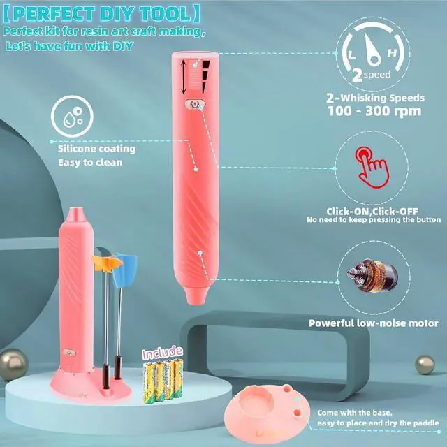 Alt view image 2 of 7 - Electric Epoxy Resin Mixer Handheld for Minimizing Bubbles, Resin Stirrer, Silicone Mixing