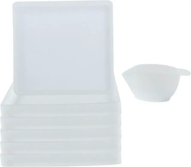Main image of 6 Pcs Square Coaster Silica Gel Molds with 1Pcs Mixing Cup | For DIY Resin Coasters, Bowl Mats, Home Decoration, Candle Holders