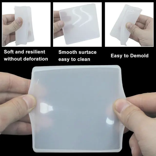Alt view image 3 of 5 - 6 Pcs Square Coaster Silica Gel Molds with 1Pcs Mixing Cup | For DIY Resin Coasters, Bowl Mats, Home Decoration, Candle Holders