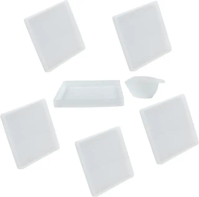 Alt view image 5 of 5 - 6 Pcs Square Coaster Silica Gel Molds with 1Pcs Mixing Cup | For DIY Resin Coasters, Bowl Mats, Home Decoration, Candle Holders