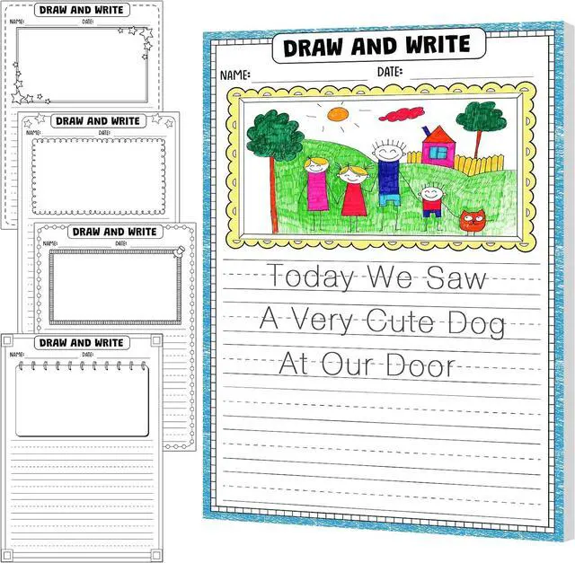 Main image of Draw and Write Paper for Kids, 50 Sheets 8.3" x 11.7" Kindergarten Story Lined Paper with Drawing Box, Handwriting Practice Journal for Preschool Grade 1-2 Homeschool Back to School Supplies