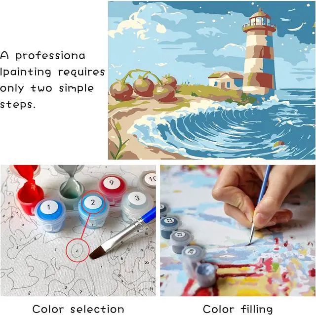 Alt view image 5 of 7 - Framed Paint by Numbers Kit for Adults & Beginner - 8x8 Inch Canvas Christmas Paint by Numbers - Snowman Educational & Creative Art Set for Beginners - Perfect for Home or Wall Decoration