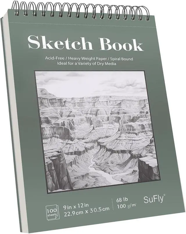 Main image of Sketch Book 9x12, 100-Sheet Drawing Paper Pad, 68lb/100gsm, Acid-Free | Top Spiral Sketchbook, Sketch Pads for Drawing, Art Supplies for Kids & Adults, Art Class Gift for Beginners, Artists & Teens