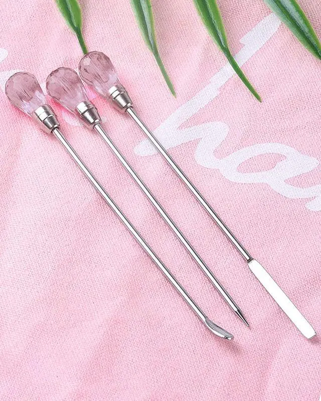 Alt view image 5 of 7 - 11 Pcs Resin Spoon Tools Kit-Metal Stir Sticks Resin Spoons Poke Needle with Anti-Static Stainless Steel Precision Tweezers Set for Resin Crafts,Jewelry Making,DIY Epoxy Silicone Resin Molds(Pink)