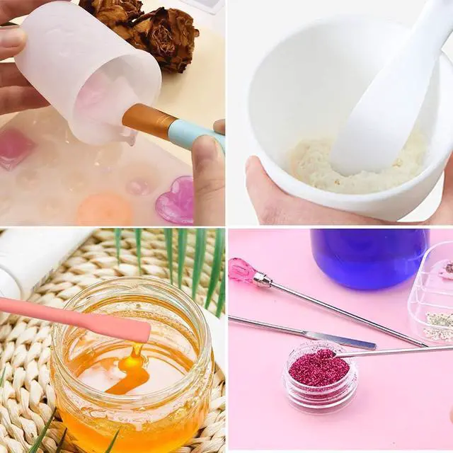 Alt view image 6 of 7 - Silicone Stir Sticks Kit 16Pcs, Silicone Epoxy Brush, Silicone Stirring Tool, Mixing Spoon, Silicone Scraper DIY Crafts Tool for Resin Epoxy Liquid Paint