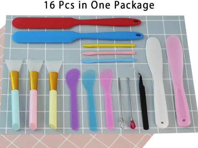 Alt view image 7 of 7 - Silicone Stir Sticks Kit 16Pcs, Silicone Epoxy Brush, Silicone Stirring Tool, Mixing Spoon, Silicone Scraper DIY Crafts Tool for Resin Epoxy Liquid Paint