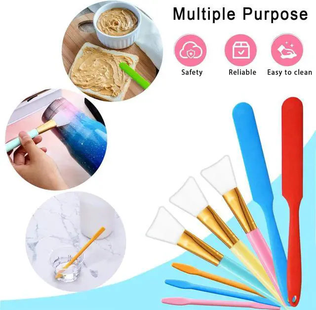 Alt view image 5 of 7 - Silicone Stir Sticks Kit 16Pcs, Silicone Epoxy Brush, Silicone Stirring Tool, Mixing Spoon, Silicone Scraper DIY Crafts Tool for Resin Epoxy Liquid Paint