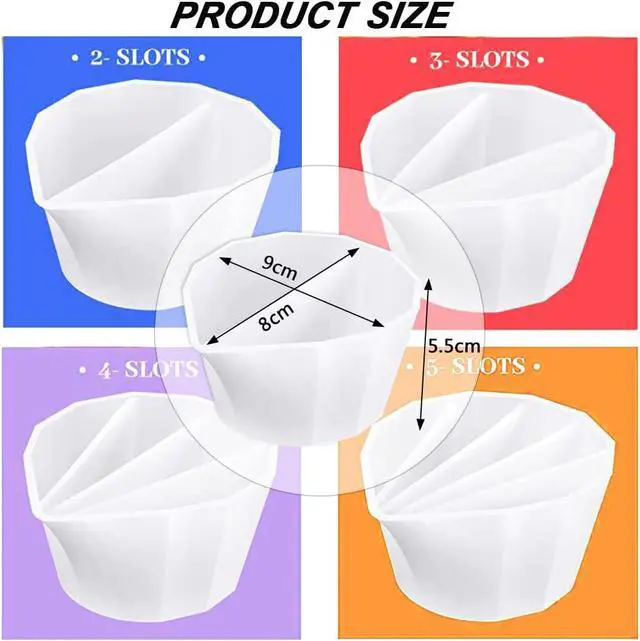 Alt view image 2 of 7 - 4 Pack Split Cups for Paint Pouring + 2 Pcs Stir Stick, Silicone Paint Pour Cup Resin with 2-5 Channels Dividers Pouring Painting Tools for DIY Making Accessories Fluid Art Drawing (2/3/4/5 Channels)