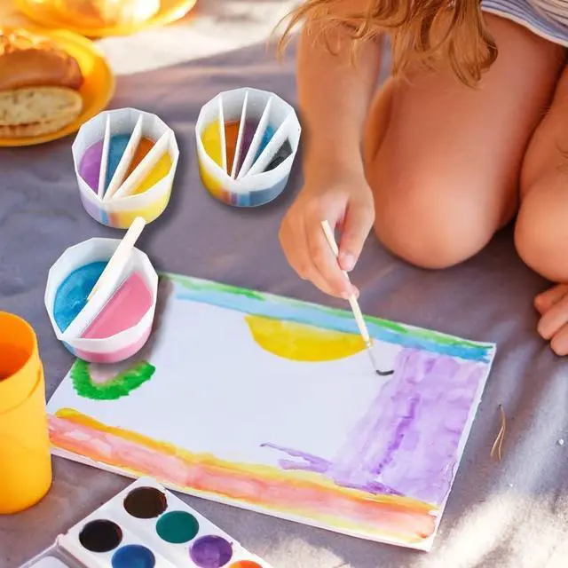 Alt view image 7 of 7 - 4 Pack Split Cups for Paint Pouring + 2 Pcs Stir Stick, Silicone Paint Pour Cup Resin with 2-5 Channels Dividers Pouring Painting Tools for DIY Making Accessories Fluid Art Drawing (2/3/4/5 Channels)