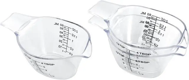 Main image of 3 Pack 2 Ounce Measuring Cups, Food-Grade Plastic Small Measuring Cup for Hair Color, Hot Tub Chemicals & DIY Mixing, Mini Ounce Measure Cup with Easy-Read Markings