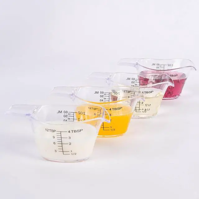 Alt view image 6 of 6 - 3 Pack 2 Ounce Measuring Cups, Food-Grade Plastic Small Measuring Cup for Hair Color, Hot Tub Chemicals & DIY Mixing, Mini Ounce Measure Cup with Easy-Read Markings