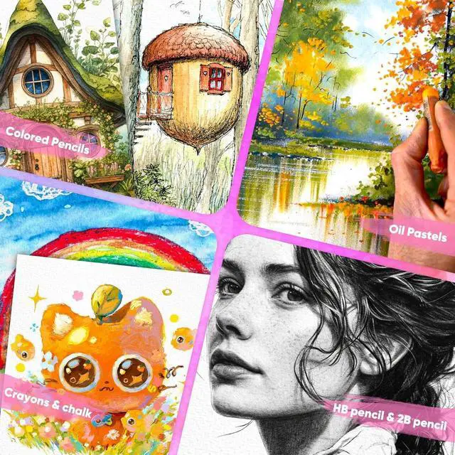 Alt view image 6 of 7 - Mixed Media Paper 9" x 12",40 Sheets Multipurpose White Loose Drawing Paper | 98 lb/160 gsm Heavyweight Art Paper for Sketching, Sketch Book, Gouache, Painting, Sketchbook, Drawing Pad Book, School