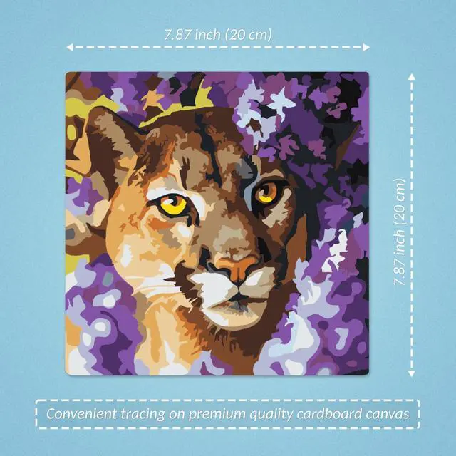 Alt view image 3 of 7 - 6 Pack Paint by Numbers Kit for Adults Featuring Majestic Wild Cats Designs Paint by Numbers for Adults Beginners DIY Adult Paint by Number Kit 7.87 x 7.87 inch