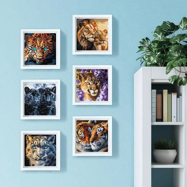 Alt view image 4 of 7 - 6 Pack Paint by Numbers Kit for Adults Featuring Majestic Wild Cats Designs Paint by Numbers for Adults Beginners DIY Adult Paint by Number Kit 7.87 x 7.87 inch