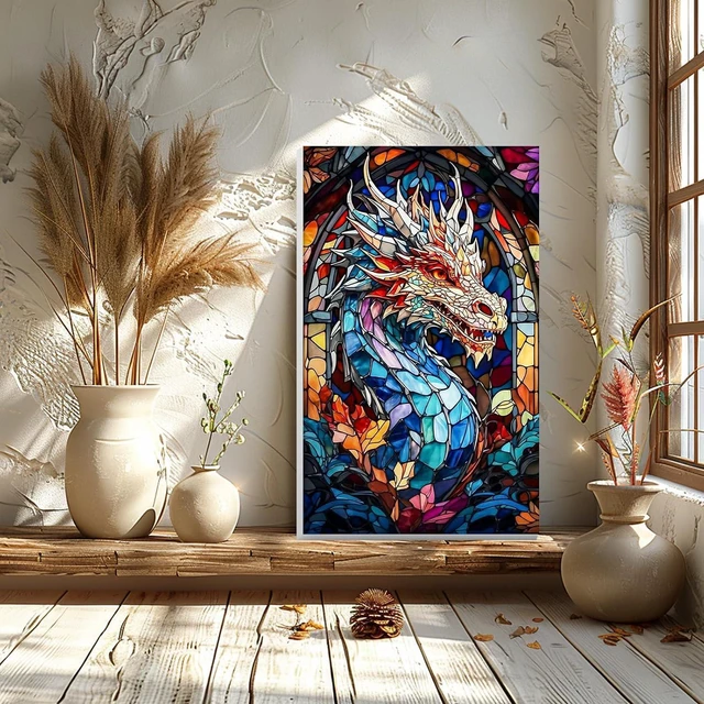 Alt view image 3 of 7 - Dragon Paint by Numbers Kits with Frame for Adults Beginners, DIY Animals Paint by Numbers for Kids, Painting Art on Canvas Gifts Home Wall Decor 20x30cm
