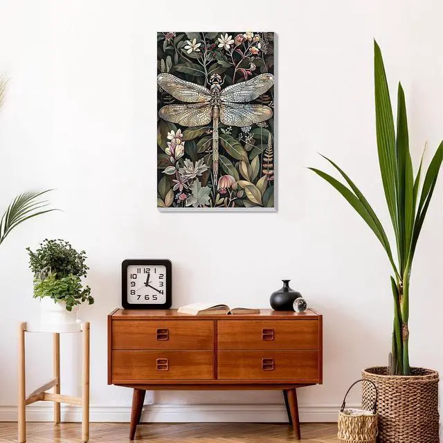 Alt view image 4 of 7 - Framed Paint by Numbers Kit for Adults, Dragonfly DIY Paint by Number Kits on Canvas, Easy Canvas Painting by Numbers for Home Wall Decoration Gift 8x12 Inch