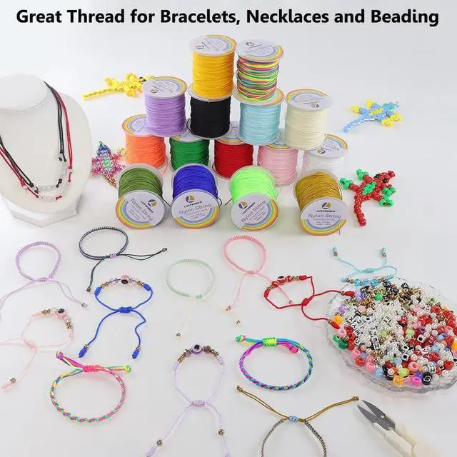 Alt view image 6 of 6 - 0.8mm Nylon String, Strong Bracelet String, Durable Nylon Cord for Jewelry Making, Bracelets, Beading, Necklaces, Rattail Braiding, Kumihimo, Wind Chimes, Blinds and Handicrafts