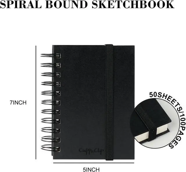 Alt view image 3 of 6 - Sketch Book Hardcover Drawing Pad 300GSM Acid-Free Paper Spiral Bound Sketchbook 50 Sheets/100 Pages Art Supplies (Spiral Binding, 4x5.9in)