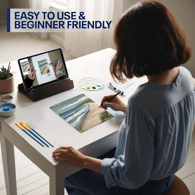 Alt view image 3 of 7 - DIY Painting Class Kits for Adults with Video Tutorials, Learn to Paint Atlantic Coast, How to Paint with Acrylic Paint Sets for Adult, 9 Peices Art Set & Painting Supplies Gifts for Mom