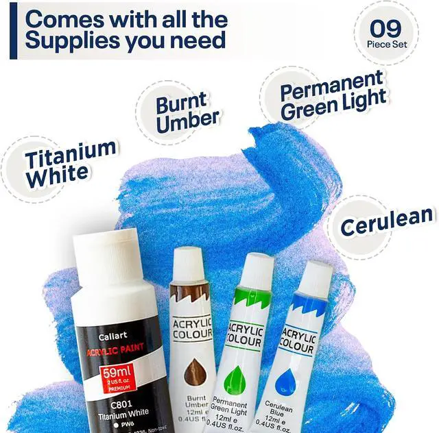 Alt view image 5 of 7 - DIY Painting Class Kits for Adults with Video Tutorials, Learn to Paint Atlantic Coast, How to Paint with Acrylic Paint Sets for Adult, 9 Peices Art Set & Painting Supplies Gifts for Mom