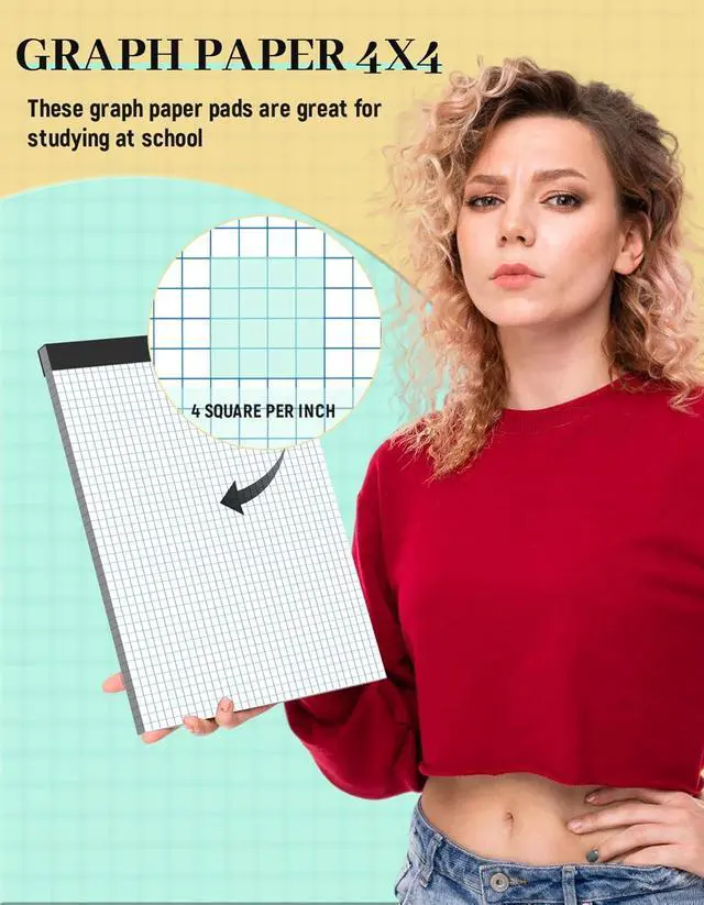 Alt view image 3 of 7 - Graph Paper Pads 8.5 x 11, 4x4 Quad Ruled, 3 Pack Grid Paper Pad 8.5 x 11 | 30 Sheets Perforated Blueprint Quadrille Letter Size Graphing Notebook for Drafting, Drawing, Engineering