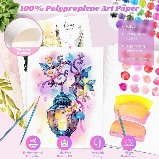 Alt view image 3 of 7 - 100 Sheets Watercolor Paper, 4"x6" Water Color Paper, Loose Drawing Paper | 140 lb/300 gsm White Water Color Paper for Artists Drawing Coloring Sketching Painting,Arts & Crafts Supplies for Kids Adult