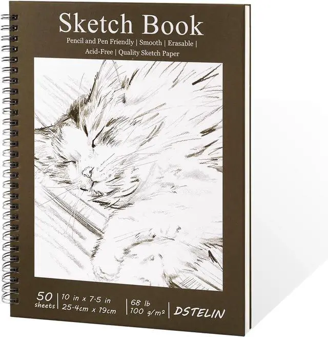 Main image of 10 x 7.5 Inch Sketch Book for Drawing, 50 Sheets 100GSM Acid-Free Thick Paper, Mix Media Spiral Bound Sketch Pad for Pencil and Pen