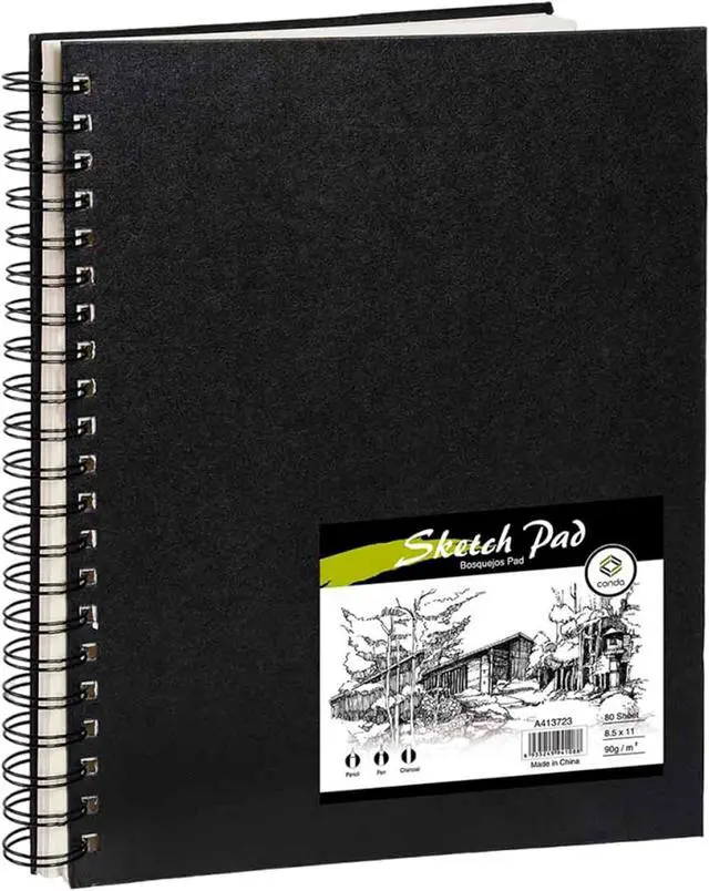 Main image of Conda 8.5"x11" Hardbound Sketch Book, 80-Sheets 90gsm Double-Sided Hardcover Sketchbook, Spiral Sketch Pad, Durable Acid Free Drawing Art Paper for Adults