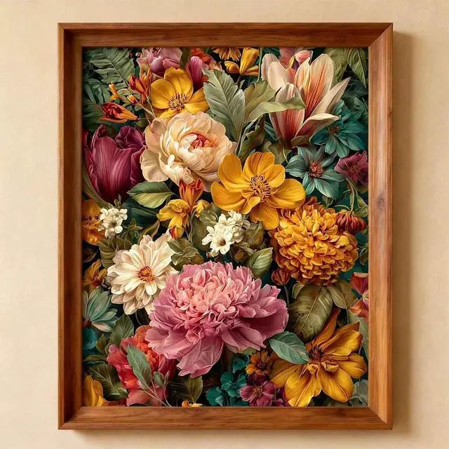 Alt view image 2 of 7 - Paint by Numbers Kit for Adults - DIY Floral Symphony Paint by Numbers on Unframed 16x20 Canvas, Oil Painting by Number Kit for Home Wall Decor, Stress Relief with Complete Acrylic Paint Set