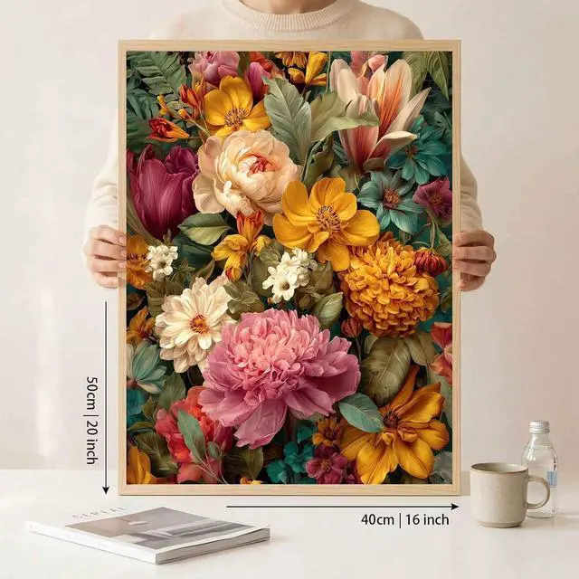 Alt view image 4 of 7 - Paint by Numbers Kit for Adults - DIY Floral Symphony Paint by Numbers on Unframed 16x20 Canvas, Oil Painting by Number Kit for Home Wall Decor, Stress Relief with Complete Acrylic Paint Set