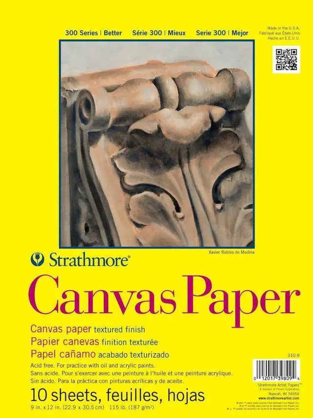 Main image of 300 Series Glue Bound Canvas Paper Pad, 115 lb. Canvas Texture, 9 X 12 inches, White, 10 Sheets (310-9)