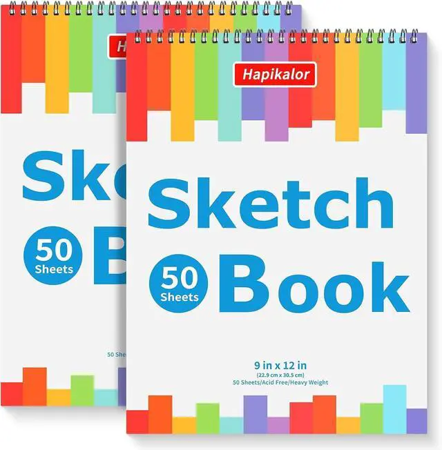 Main image of 9" x 12" Sketch Book, 2-Pack 50 Sheets Spiral Bound Art Sketchbook Notebook | Acid Free Artist Drawing Book Paper, Art Supplies for Adults Kids, Coloring Book, Sketch Paper for Drawing Coloring Sketch