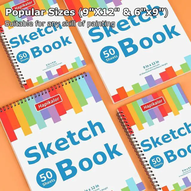 Alt view image 2 of 6 - 6" x 9" Sketch Book, 2-Pack 50 Sheets 68lb/100gsm, Spiral Bound Sketchbook | Acid-Free Sketch Pad, Drawing Paper, Drawing Pad for Kids Artists Beginners Professional, Art Supplies for Adults