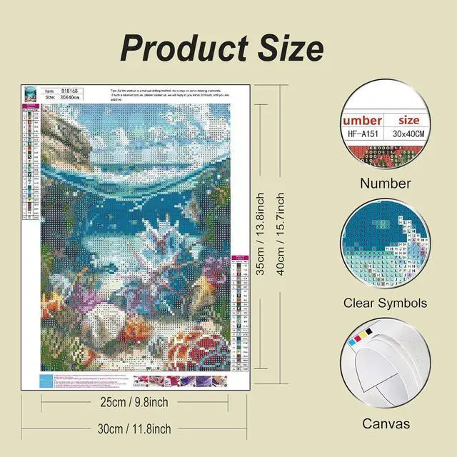 Alt view image 3 of 7 - 5D Diamond Art Kits for Adults Shell, Full Drill DIY Rhinestone Embroidery Set Paint with Diamonds Art Shell on The Beach by Number Kits Cross Stitch Home Wall Craft Decoration 12x16 Inch
