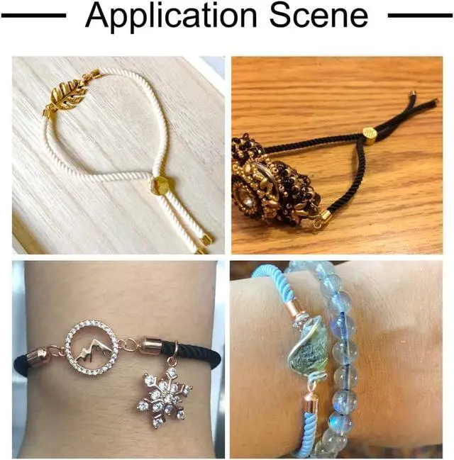 Alt view image 5 of 7 - 10Pcs Nylon Twisted Cord Bracelet Making Adjustable Slider Bracelets with Golden Brass Findings for DIY Jewelry Making Accessories 9 inch(22.12cm)