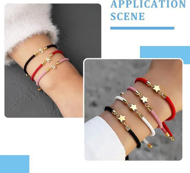 Alt view image 7 of 7 - 10Pcs Nylon Twisted Cord Bracelet Making Adjustable Slider Bracelets with Golden Brass Findings for DIY Jewelry Making Accessories 9 inch(22.12cm)