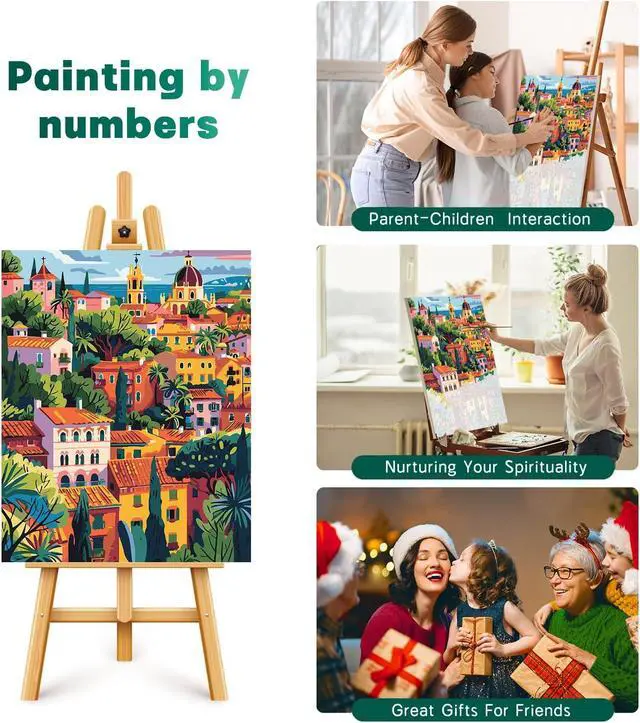 Alt view image 6 of 7 - Paint by Numbers Kit for Adults Beginner, Europe Landscape Easy Adult Paint by Number Kits on Canvas, DIY Acrylic Watercolor Oil Paint by Number for Adults Teens for Home Decor 16x20 Inch