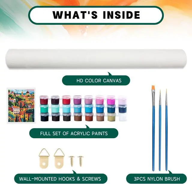 Alt view image 5 of 7 - Paint by Numbers Kit for Adults Beginner, Europe Landscape Easy Adult Paint by Number Kits on Canvas, DIY Acrylic Watercolor Oil Paint by Number for Adults Teens for Home Decor 16x20 Inch