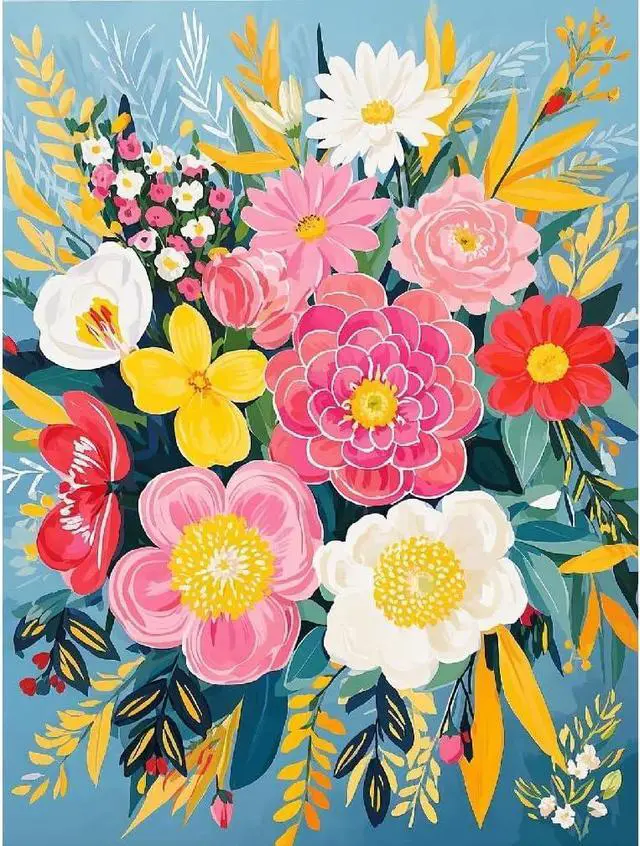 Main image of Paint by Numbers Kit for Adults - Flowers in Vase Paint by Number on Canvas Without Frame, DIY Acrylic Painting for Gift Home Wall Decor (16x20 Inch)