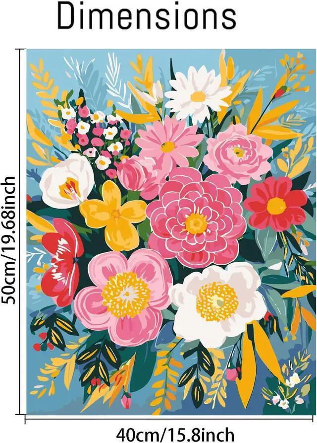 Alt view image 2 of 7 - Paint by Numbers Kit for Adults - Flowers in Vase Paint by Number on Canvas Without Frame, DIY Acrylic Painting for Gift Home Wall Decor (16x20 Inch)